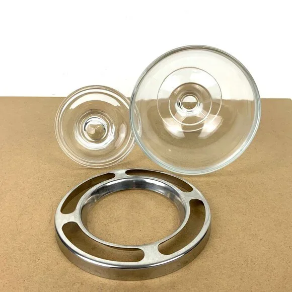 Vintage Glass Stainess Steel Ring Caviar Shrimp Cocktail Icer Server - Picture 8 of 16